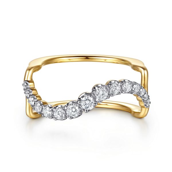 14K Yellow Gold Graduating Diamond Wave Smart Ring Enhancer Koerbers Fine Jewelry Inc New Albany, IN