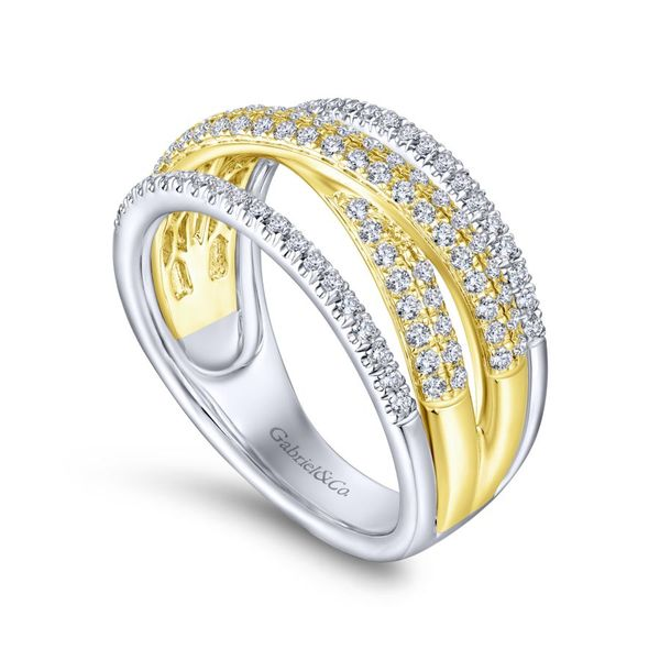 14k Yellow and White Gold Twisted Layered Ladies Fashion Ring Image 2 Koerbers Fine Jewelry Inc New Albany, IN