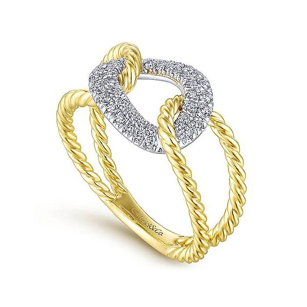 14K Yellow and White Gold Twisted Chain Link Diamond Fashion Ring Image 2 Koerbers Fine Jewelry Inc New Albany, IN