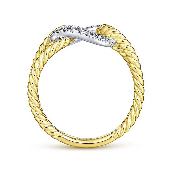 14K Yellow and White Gold Twisted Chain Link Diamond Fashion Ring Image 3 Koerbers Fine Jewelry Inc New Albany, IN