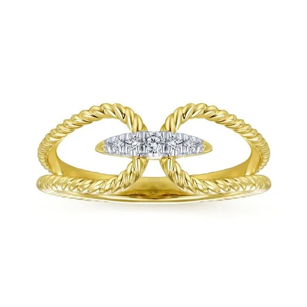 14K Yellow Gold Twisted Split Shank Pave Diamond Ring Image 4 Koerbers Fine Jewelry Inc New Albany, IN