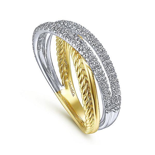 14K Yellow and White Gold Twisted Diamond Ring Image 2 Koerbers Fine Jewelry Inc New Albany, IN