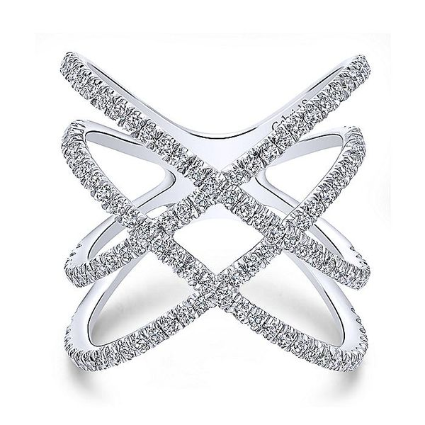 14K White Gold Layered Woven Diamond Ring Koerbers Fine Jewelry Inc New Albany, IN