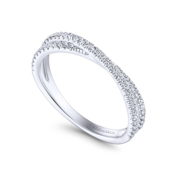 14K White Gold Criss Cross Diamond Stackable Ring Image 2 Koerbers Fine Jewelry Inc New Albany, IN