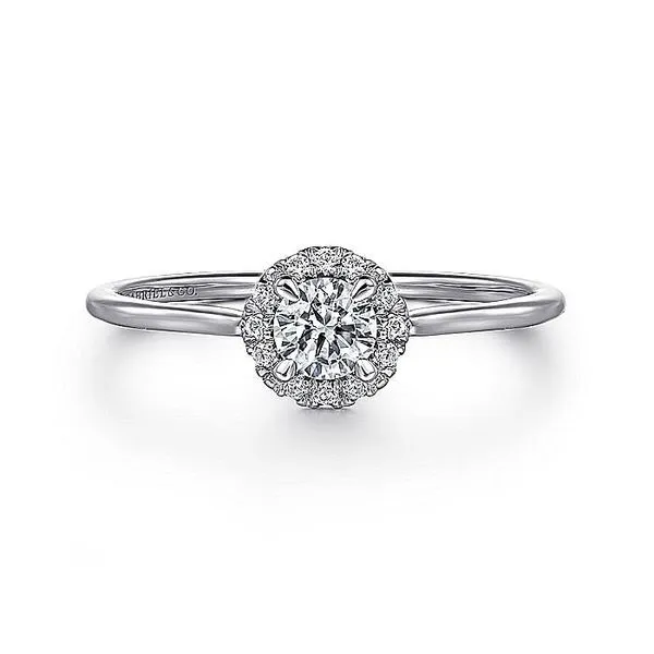 14K White Gold Diamond Halo Birthstone Ring Koerbers Fine Jewelry Inc New Albany, IN