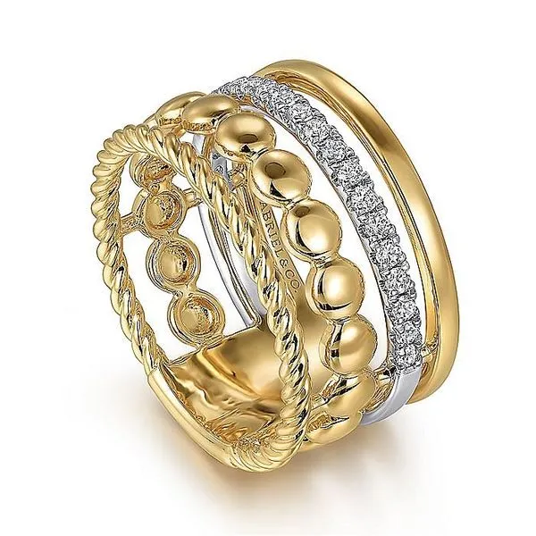 14K White and Yellow Gold Diamond Rope Easy Stackable Ladies Ring Image 3 Koerbers Fine Jewelry Inc New Albany, IN