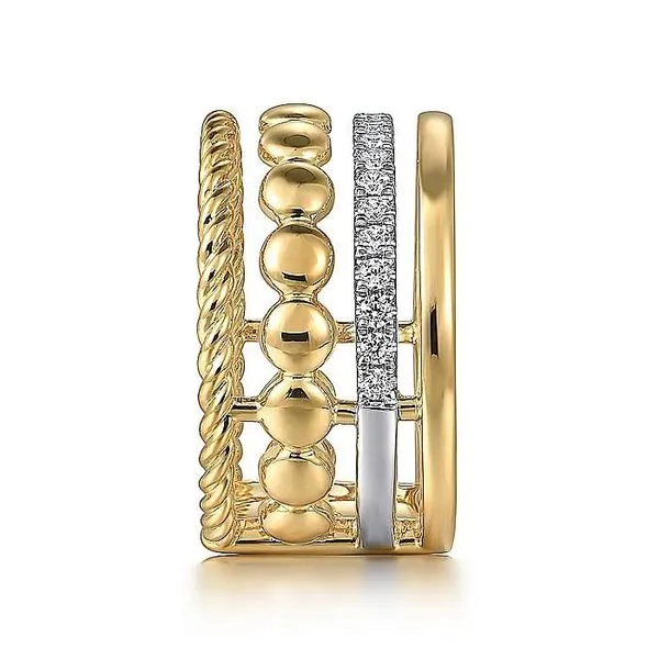 14K White and Yellow Gold Diamond Rope Easy Stackable Ladies Ring Image 4 Koerbers Fine Jewelry Inc New Albany, IN