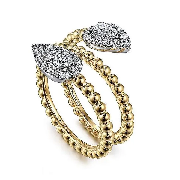 14K White and Yellow Gold Bujukan Wrap Ring with Teardrop Diamonds Image 3 Koerbers Fine Jewelry Inc New Albany, IN
