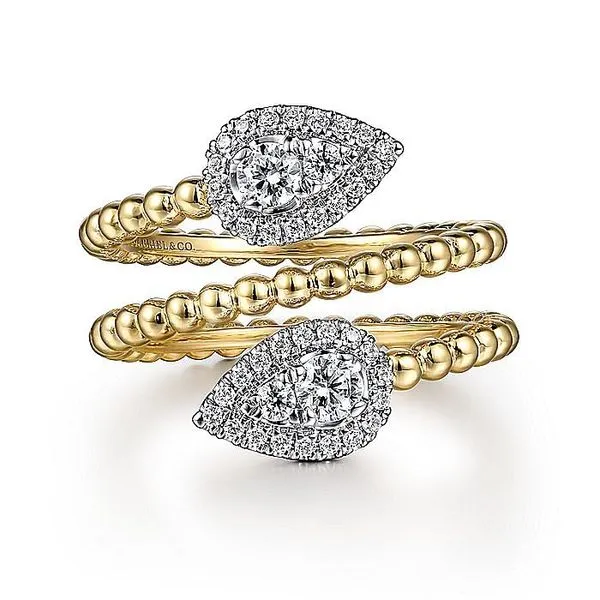 14K White and Yellow Gold Bujukan Wrap Ring with Teardrop Diamonds Koerbers Fine Jewelry Inc New Albany, IN