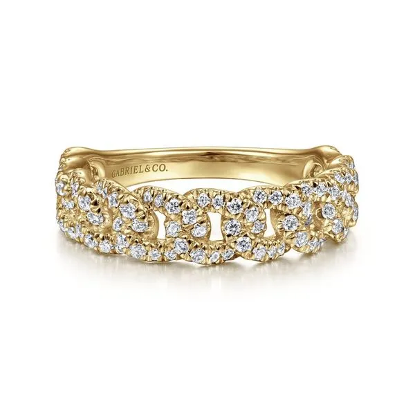 14K Yellow Gold Chain Link Stackable Diamond Ring Koerbers Fine Jewelry Inc New Albany, IN