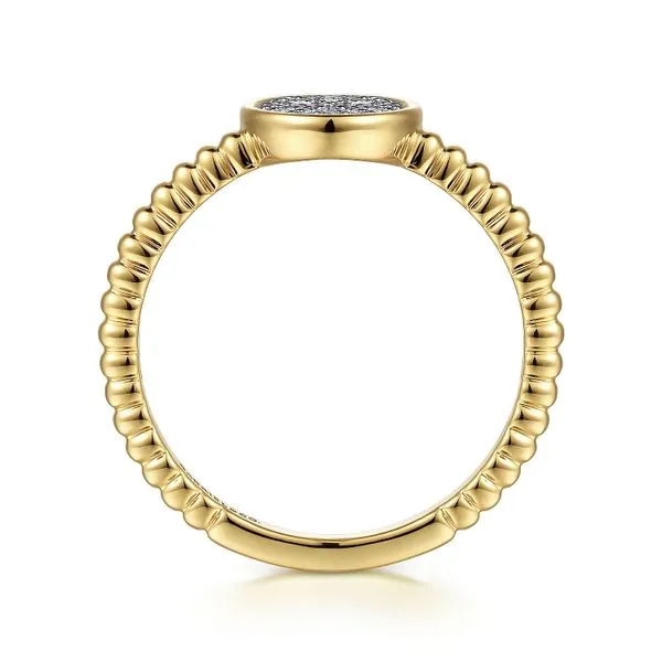 14K Yellow Gold Bujukan Diamond Pave Oval Signet Ring Image 2 Koerbers Fine Jewelry Inc New Albany, IN