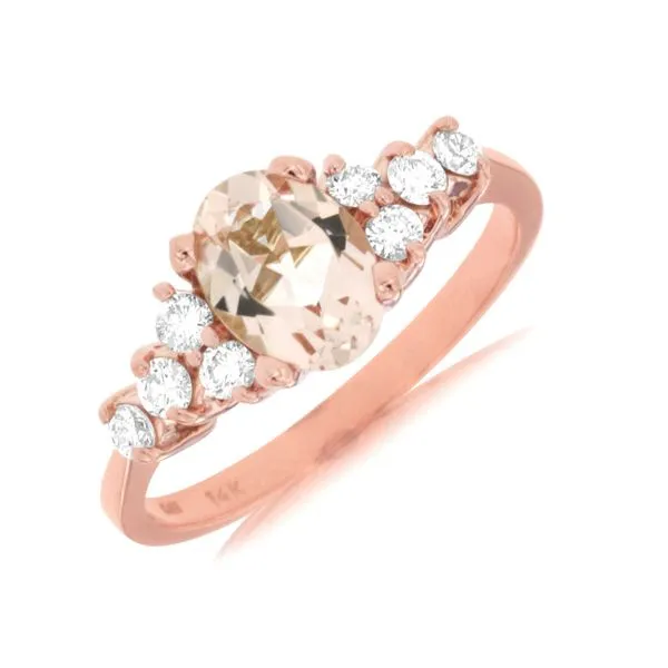 14K Rose Gold Morganite and Diamond Fashion Ring similar item image
