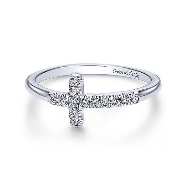 Estate 14K White Gold Sideways Diamond Cross Ring Koerbers Fine Jewelry Inc New Albany, IN