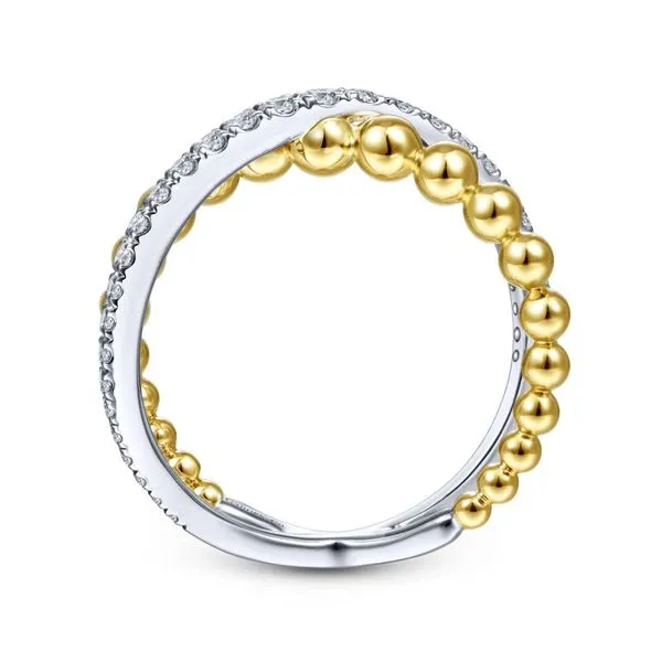 14K Yellow and White Gold Twisted Crossover Fashion Ring Image 2 Koerbers Fine Jewelry Inc New Albany, IN