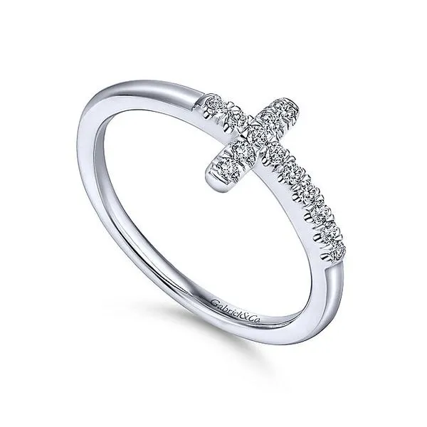 14K White Gold Diamond Sideways Cross Fashion Ring Image 3 Koerbers Fine Jewelry Inc New Albany, IN