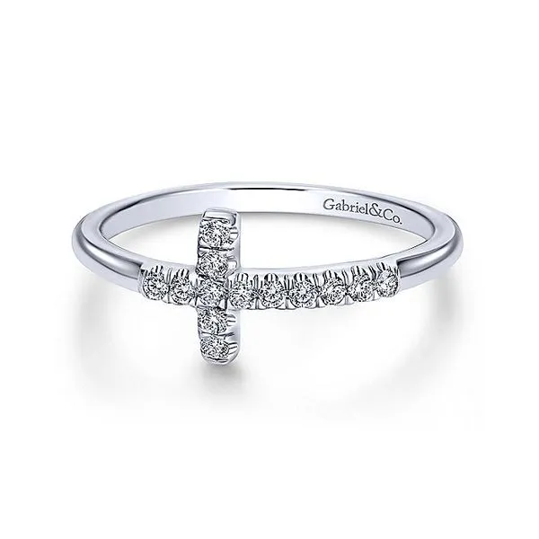 14K White Gold Diamond Sideways Cross Fashion Ring Koerbers Fine Jewelry Inc New Albany, IN
