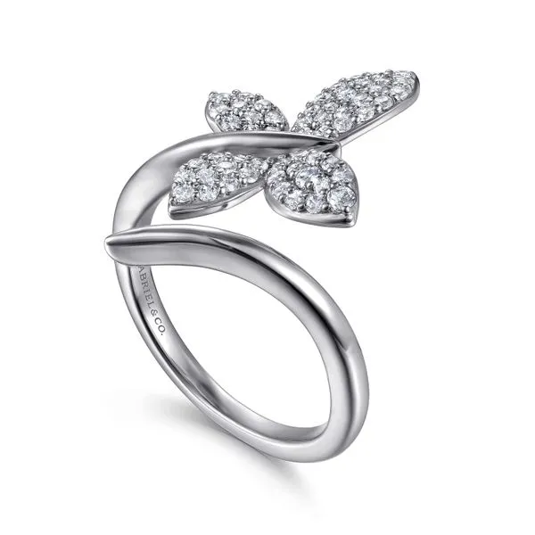 14K White Gold Diamond Butterfly Bypass Fashion Ring Image 2 Koerbers Fine Jewelry Inc New Albany, IN