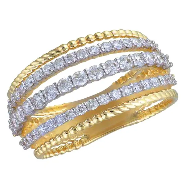 14K 2-Tone White and Yellow Gold Diamond Triple Row Fashion Ring Koerbers Fine Jewelry Inc New Albany, IN