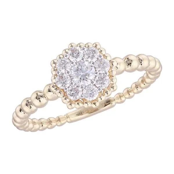 14K 2-Tone White and Yellow Gold Diamond Cluster Fashion Ring Koerbers Fine Jewelry Inc New Albany, IN