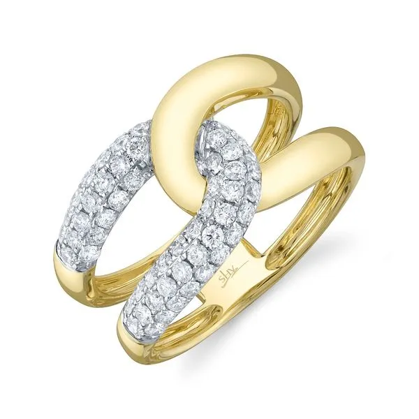 14K 2-Tone White and Yellow Gold Diamond Interlocking Fashion Ring Koerbers Fine Jewelry Inc New Albany, IN