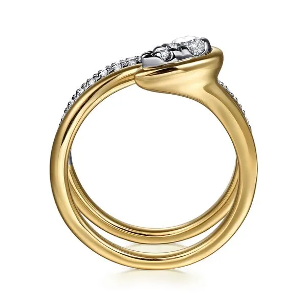 14K 2-Tone White and Yellow Gold Diamond Bypass Fashion Ring Image 2 Koerbers Fine Jewelry Inc New Albany, IN