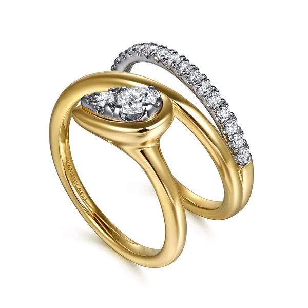 14K 2-Tone White and Yellow Gold Diamond Bypass Fashion Ring Image 3 Koerbers Fine Jewelry Inc New Albany, IN