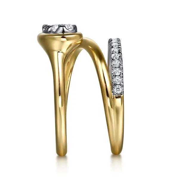 14K 2-Tone White and Yellow Gold Diamond Bypass Fashion Ring Image 4 Koerbers Fine Jewelry Inc New Albany, IN