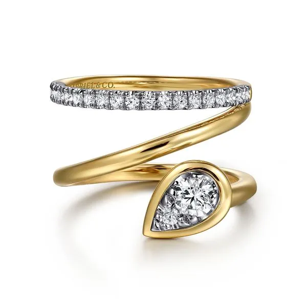 14K 2-Tone White and Yellow Gold Diamond Bypass Fashion Ring Koerbers Fine Jewelry Inc New Albany, IN