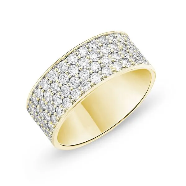 18K Yellow Gold Diamond Pave Silk Half Round Band Koerbers Fine Jewelry Inc New Albany, IN