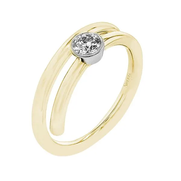 18K 2-Tone White and Yellow Gold Diamond Bezel Set Right Hand Fashion Ring Koerbers Fine Jewelry Inc New Albany, IN