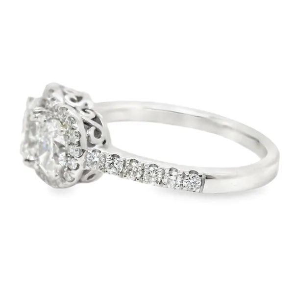 14K White Gold Diamond Three Stone Halo Fashion Ring 0.32 CTW Image 3 Koerbers Fine Jewelry Inc New Albany, IN