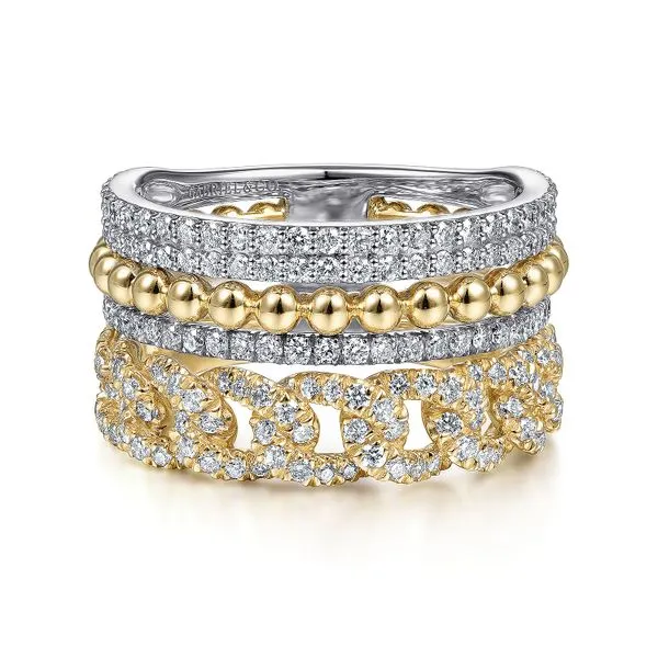 14K 2-Tone White and Yellow Gold Diamond Bujukan Stackable Fashion Ring Koerbers Fine Jewelry Inc New Albany, IN