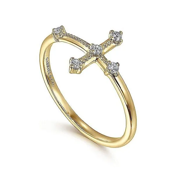 14K Yellow Gold Diamond Cross Fashion Ring Image 3 Koerbers Fine Jewelry Inc New Albany, IN