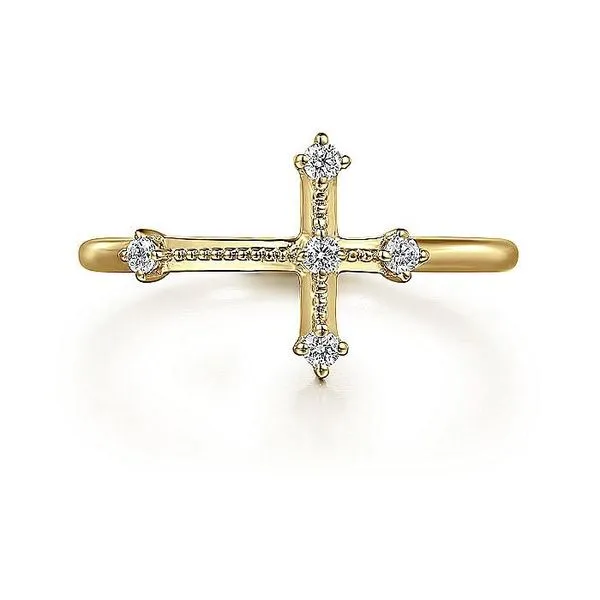 14K Yellow Gold Diamond Cross Fashion Ring Koerbers Fine Jewelry Inc New Albany, IN