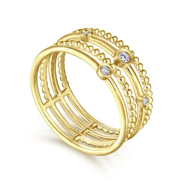 14K Yellow Gold Bezel Set Diamond Station Layered Ring Image 2 Koerbers Fine Jewelry Inc New Albany, IN