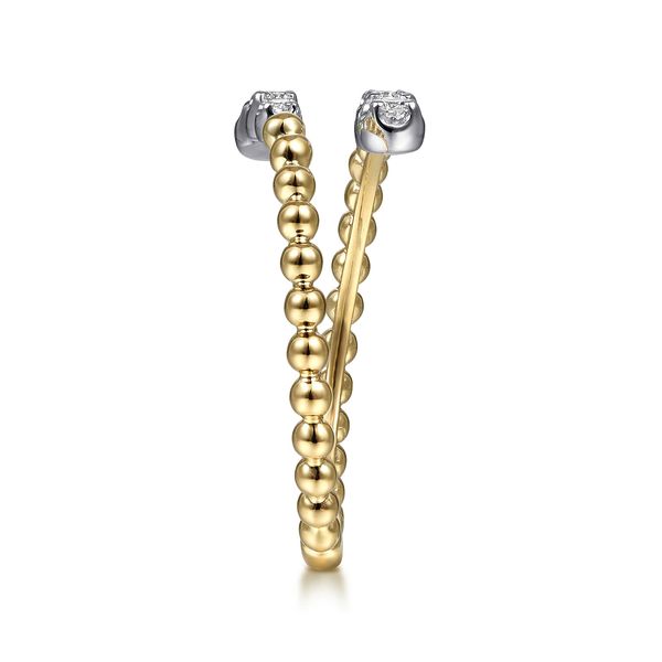 14K White and Yellow Gold Bujukan Ball and Diamond Bypass Ring Image 4 Koerbers Fine Jewelry Inc New Albany, IN