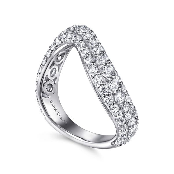 14K White Gold Diamond Wave Stackable Fashion Ring Image 3 Koerbers Fine Jewelry Inc New Albany, IN