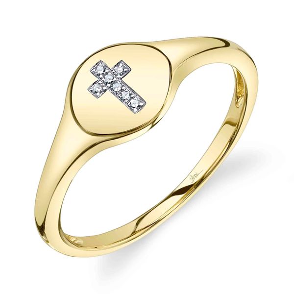 14K Yellow Gold Diamond Cross Signet Fashion Ring Koerbers Fine Jewelry Inc New Albany, IN