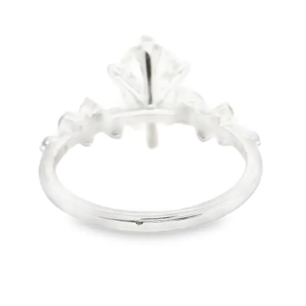 18K White Gold Side Stone LAB CREATED Engagement Ring