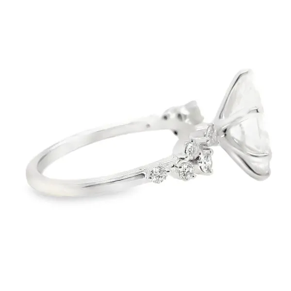 18K White Gold Side Stone LAB CREATED Engagement Ring