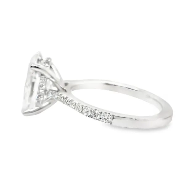 14K White Gold Hidden Halo Single Row LAB CREATED Diamond...