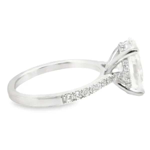 14K White Gold Hidden Halo Single Row LAB CREATED Diamond...