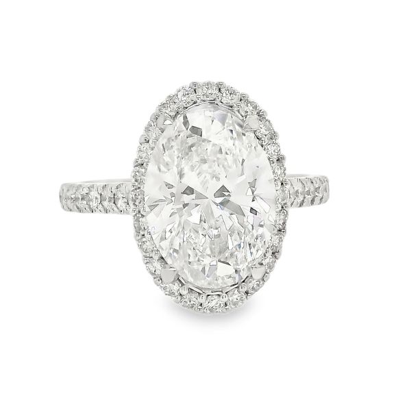 14K White Gold Halo Single Row Engagement Ring LAB OVAL Center Koerbers Fine Jewelry Inc New Albany, IN