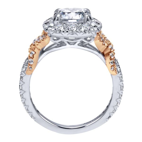 18K White and Rose Gold Cushion Halo Engagement Ring Image 3 Koerbers Fine Jewelry Inc New Albany, IN