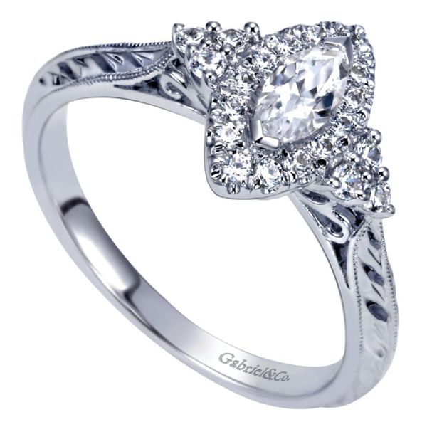 14K White Gold Marquise Halo Engagement Ring Image 2 Koerbers Fine Jewelry Inc New Albany, IN