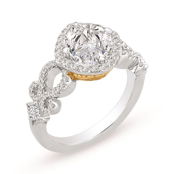 14K White & Yellow Gold Fancy Design With Diamond Halo Ring Koerbers Fine Jewelry Inc New Albany, IN