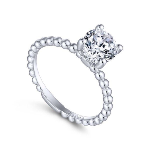 14K White Gold Round Solitaire with Beaded Band Image 2 Koerbers Fine Jewelry Inc New Albany, IN