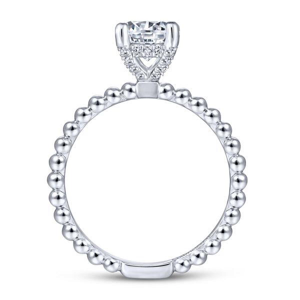 14K White Gold Round Solitaire with Beaded Band Image 3 Koerbers Fine Jewelry Inc New Albany, IN