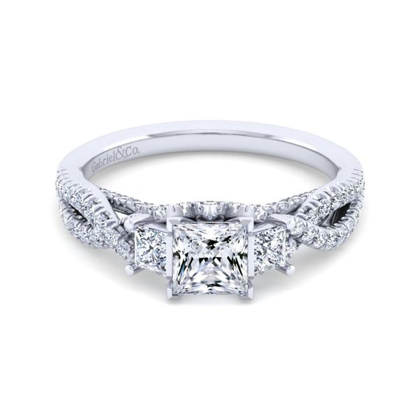 14K White Gold Princess Cut Three Stone Engagement Ring Koerbers Fine Jewelry Inc New Albany, IN