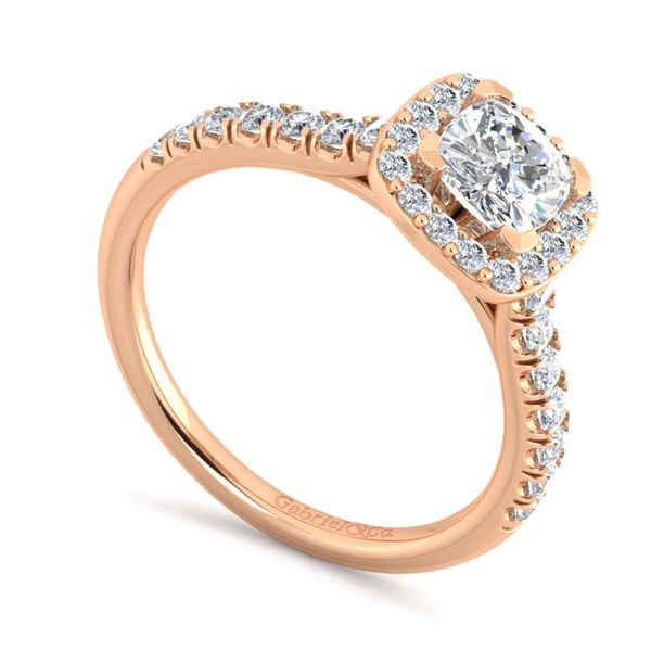 14K Rose Gold  Cushion Halo Engagement Ring Image 2 Koerbers Fine Jewelry Inc New Albany, IN